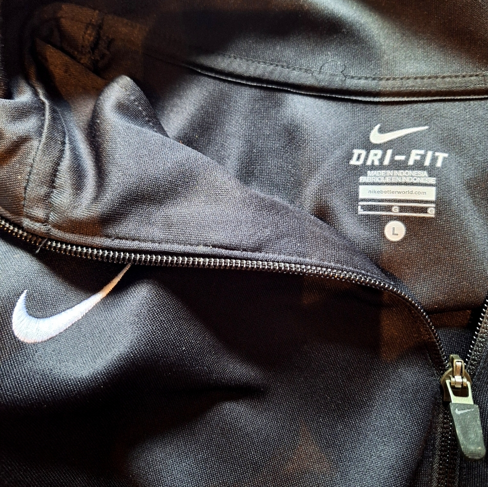 Nike Men's Black Performance Jacket with Blue Accents Dri-Fit Size L Pockets LNC - Picture 3 of 3